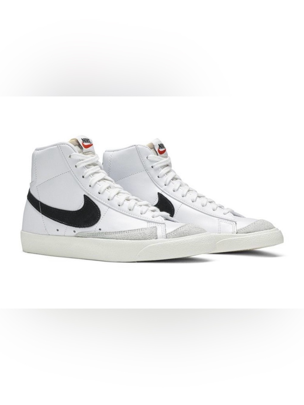 Nike White High-Top blazer Sneakers with Black Swoosh